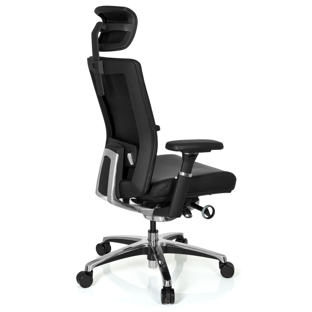 Profi Bürostuhl NOVA Leder mit Armlehnen (höhenverstellbar) hjh OFFICE