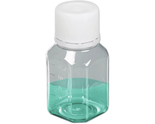 PET laboratoriumfles, kristalhelder, klasse 125 ml