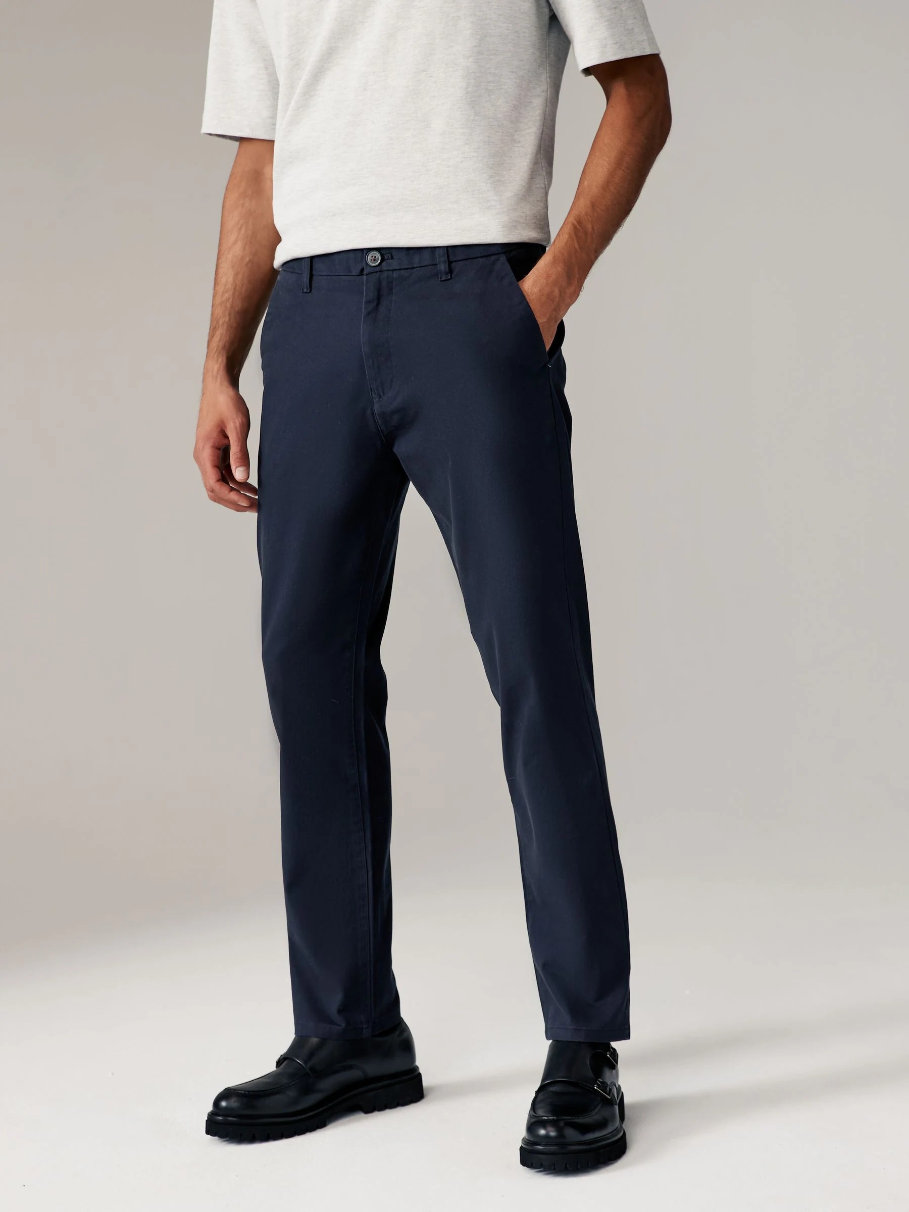 Marineblauw/grijs antraciet - Slim Fit - Stretch chino's verpakking van 2