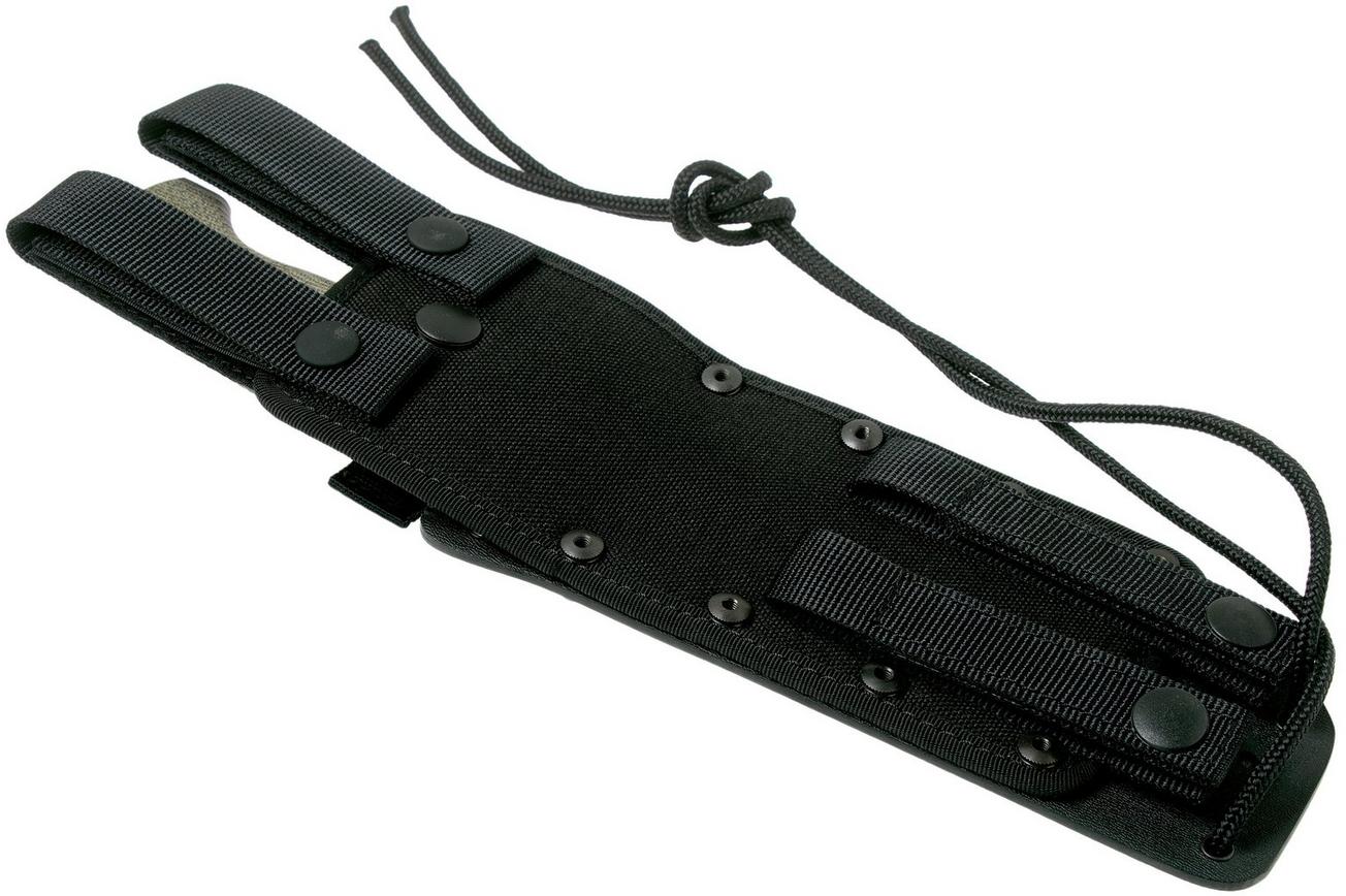 LionSteel M7B CVG Black, Green Canvas Micarta vaststaand mes, Molletta design