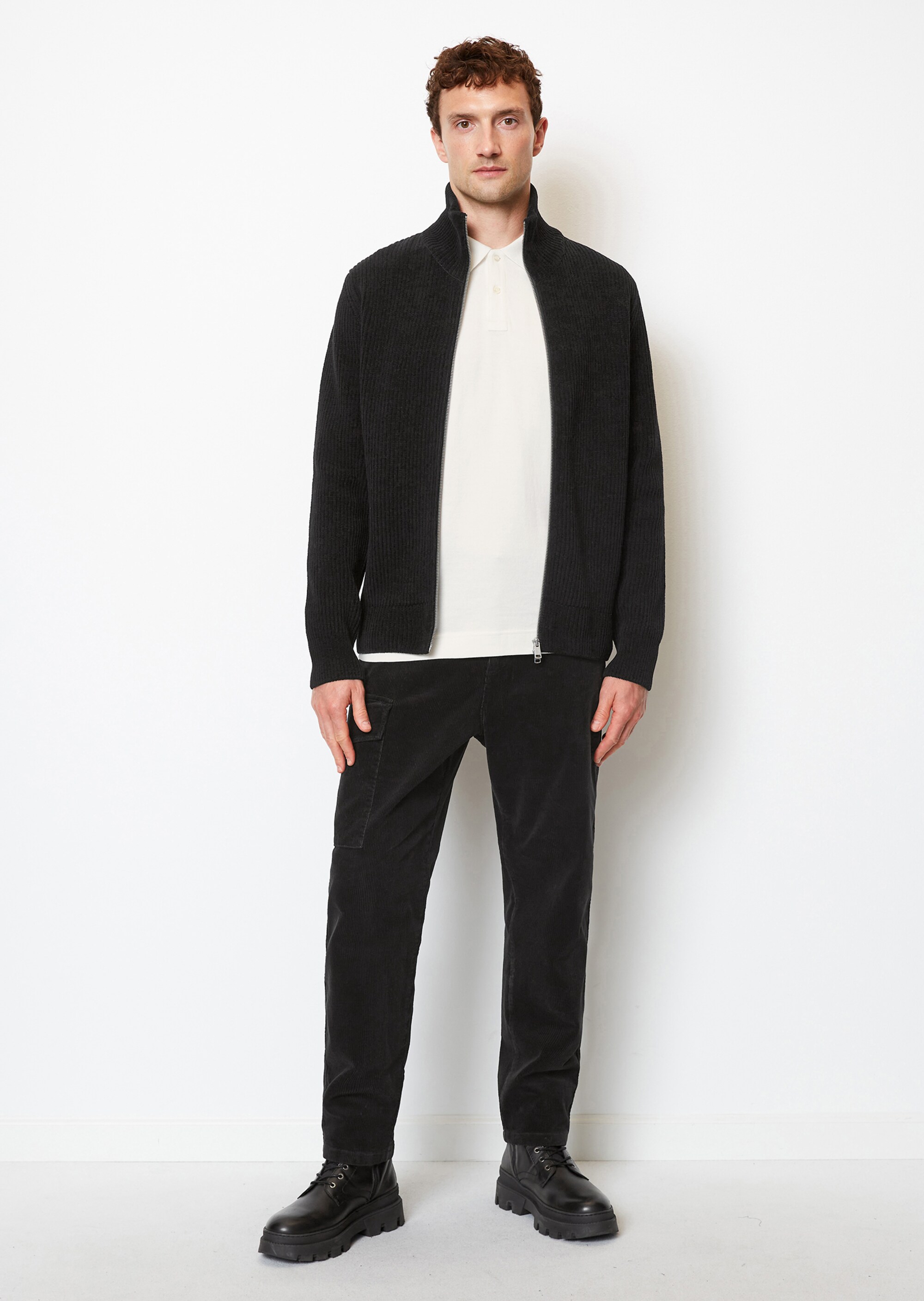 Zip-Cardigan relaxed aus softem Organic Cotton-Chenille