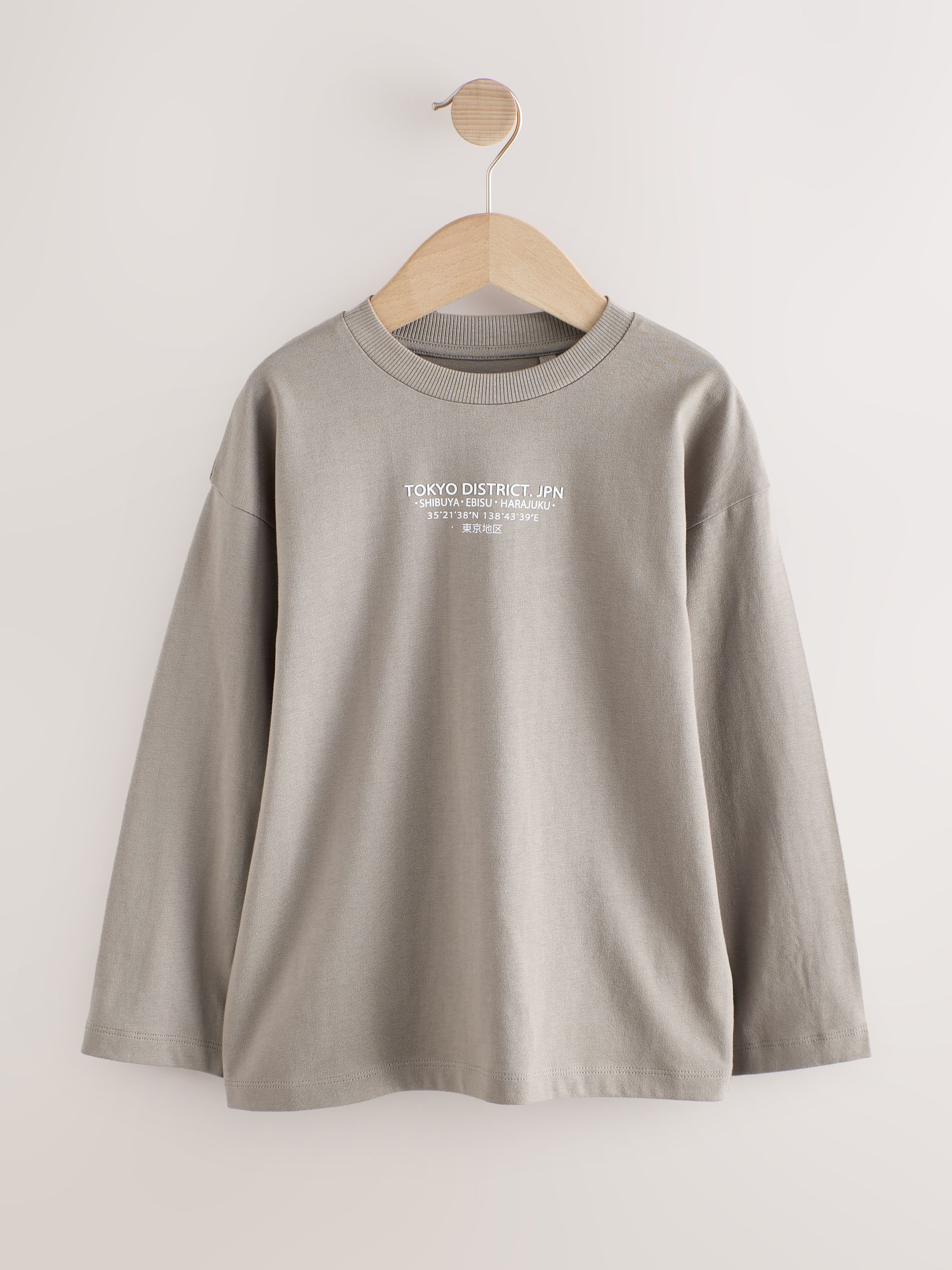 Zwart/wit/steenkleurig - 3 Relaxed Fit T-shirts met grafische print en lange mouwen (3-16jr)