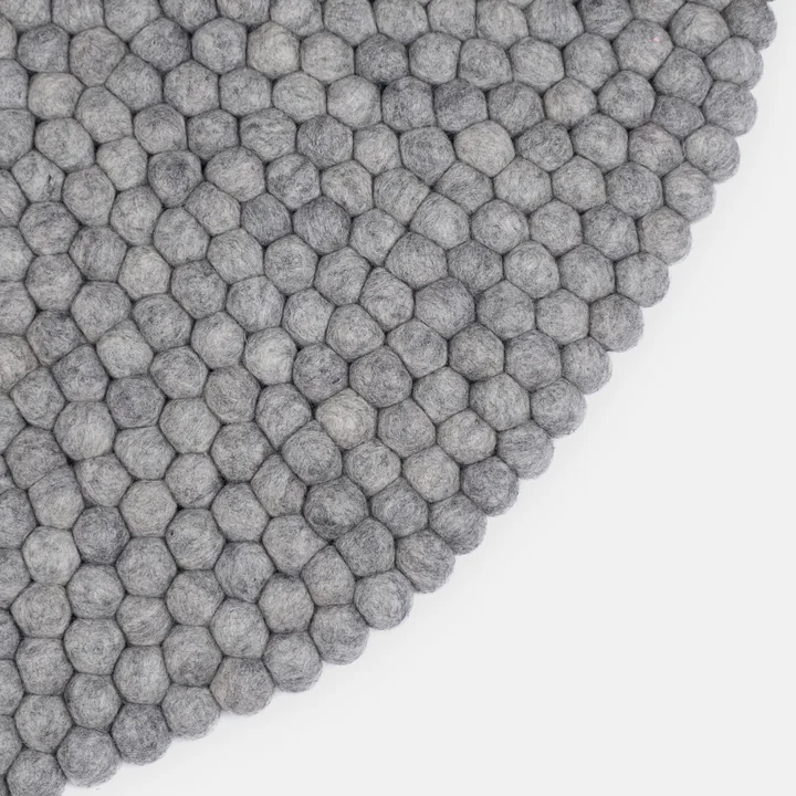 myfelt - Carl Filzkugelteppich, Ø 90 cm, grau meliert