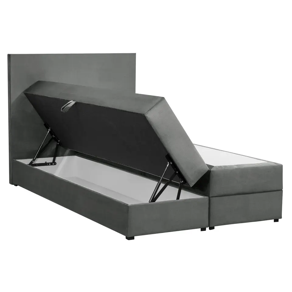 Boxspring met opbergruimte Liv egaal - grijs - 120x200 cm