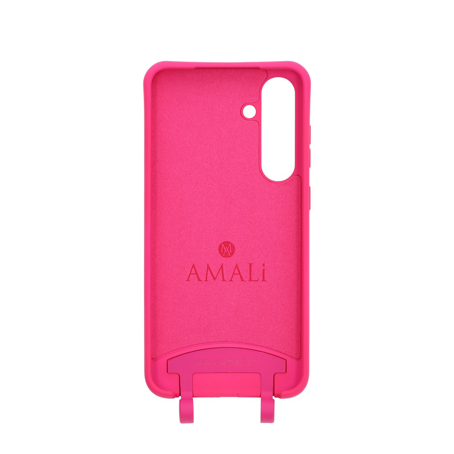 Samsung Galaxy S25  Plus Handy Hülle Elegantes Case mit abnehmbarem Necklace Adapter - Hot Pink / Silver