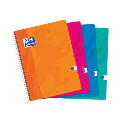 Oxford - Cahier à spirale polypro 24 x 32 cm - 180 pages - petits carreaux (5x5 mm) - disponible dans différentes couleurs