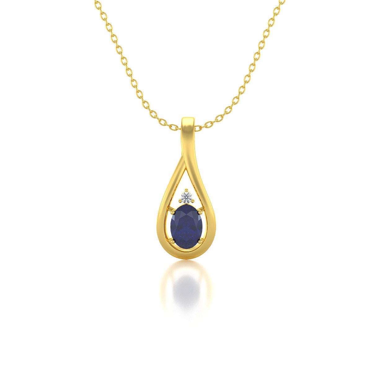 Collier Pendentif Saphir & Diamant en Or Jaune - Cadeau Anniversaire | Aden