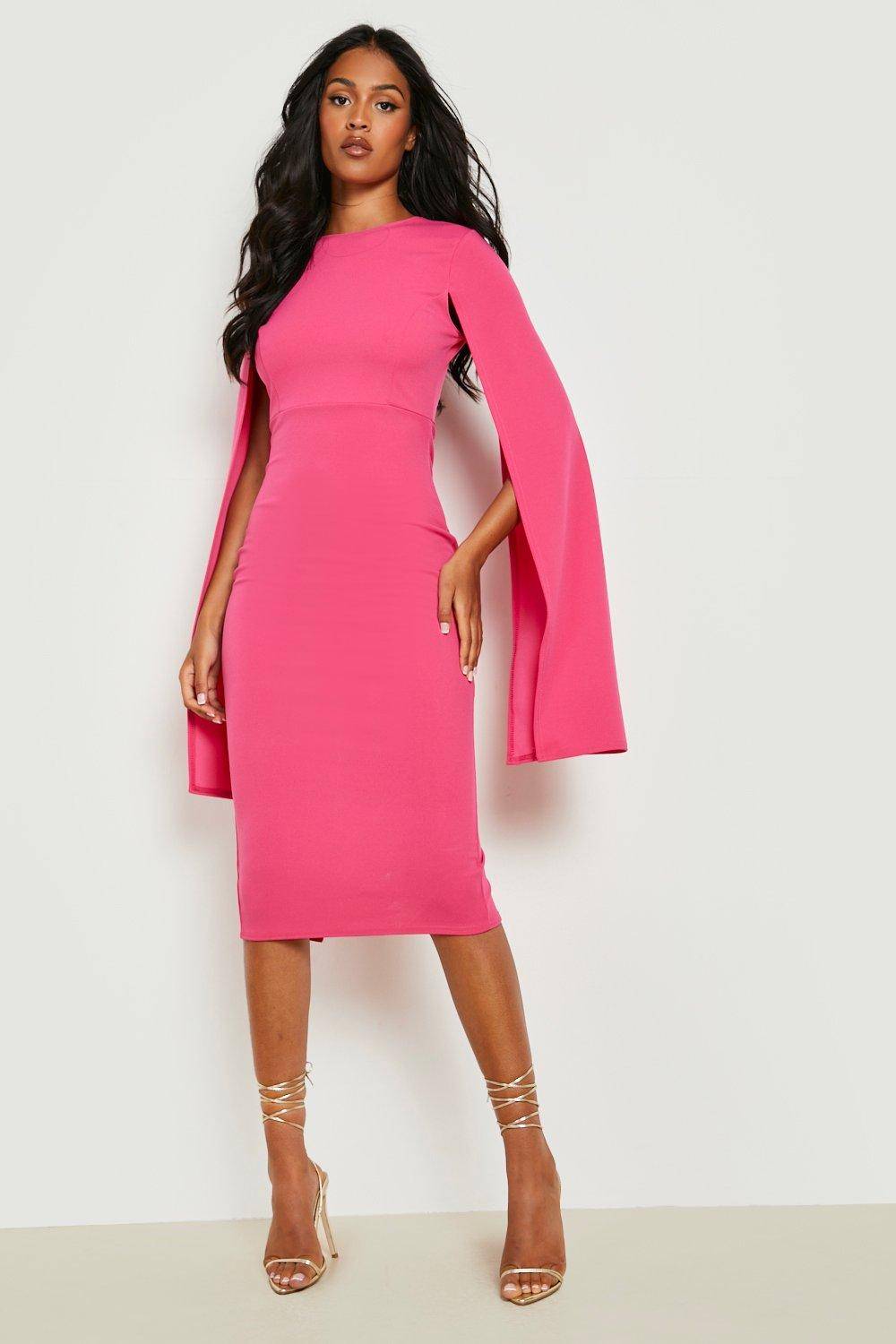 boohoo Robe midi moulante à manches cape