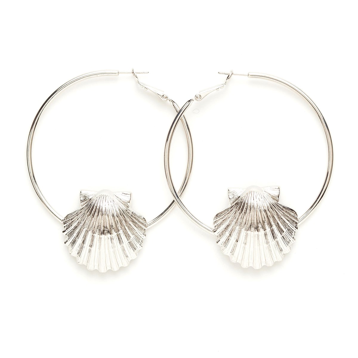 boucles d'oreilles créoles coquillages plaqué argent - NÉRÉE