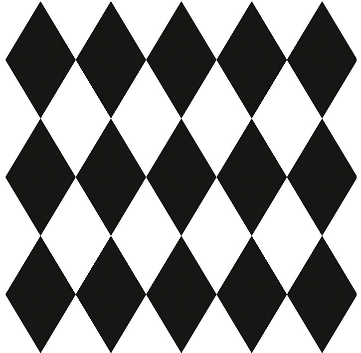 Lot de 6 carreaux adhesifs Draeger la carterie losanges verticaux noir et blanc L.15 x l.15 cm