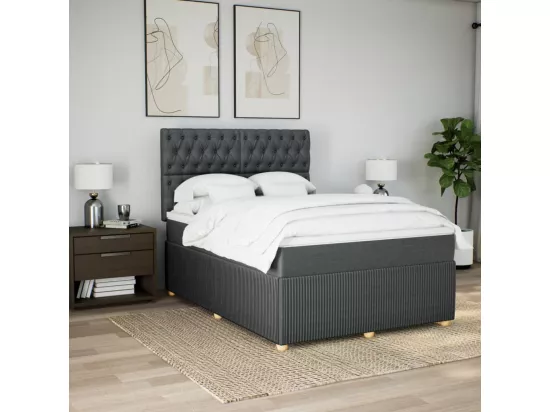 Sommier à lattes de lit avec matelas Gris foncé 140x190cm Tissu