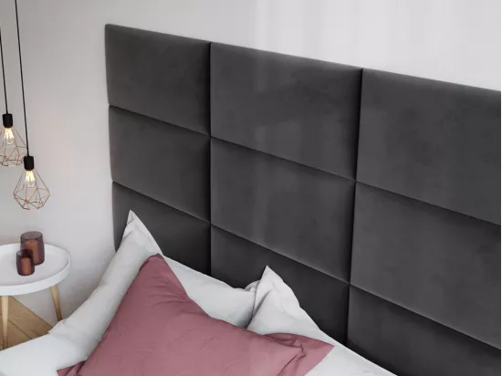 Panneaux muraux tête de lit - 180 cm - Velours - Gris - BONTE de Pascal Morabito