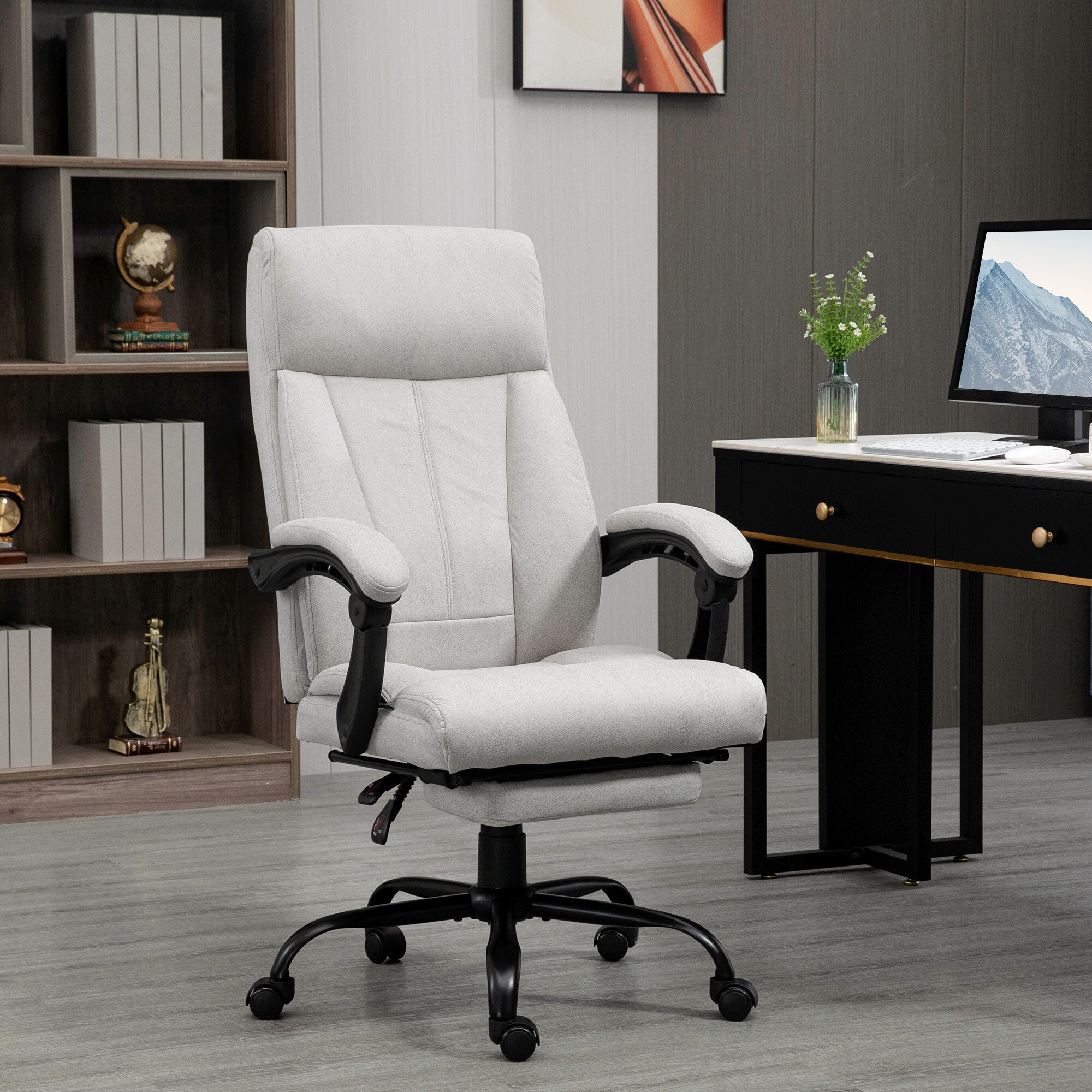 Vinsetto Massage-Bürostuhl mit Fußstütze und Wippfunktion grau 65L x 74B x 111-119H cm