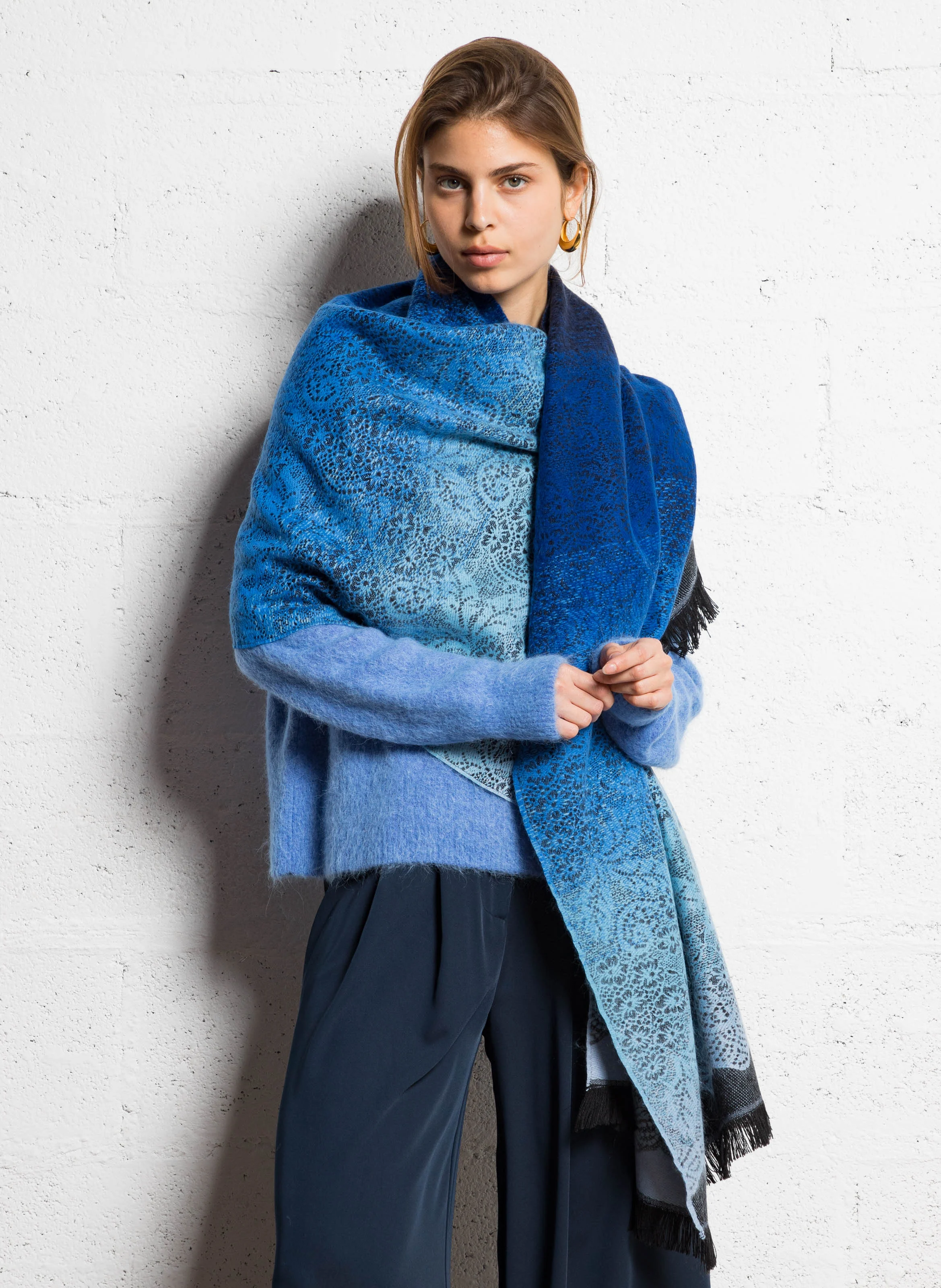 Echarpe à motif | Bleu