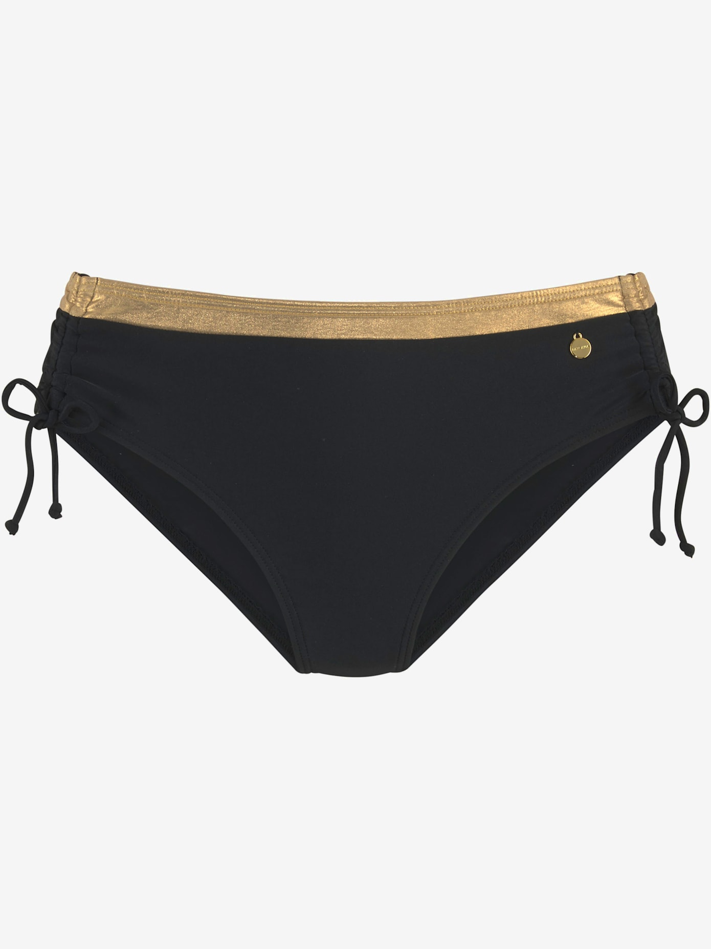 Bas de maillot de bain couleur unie avec empiècement couleur or