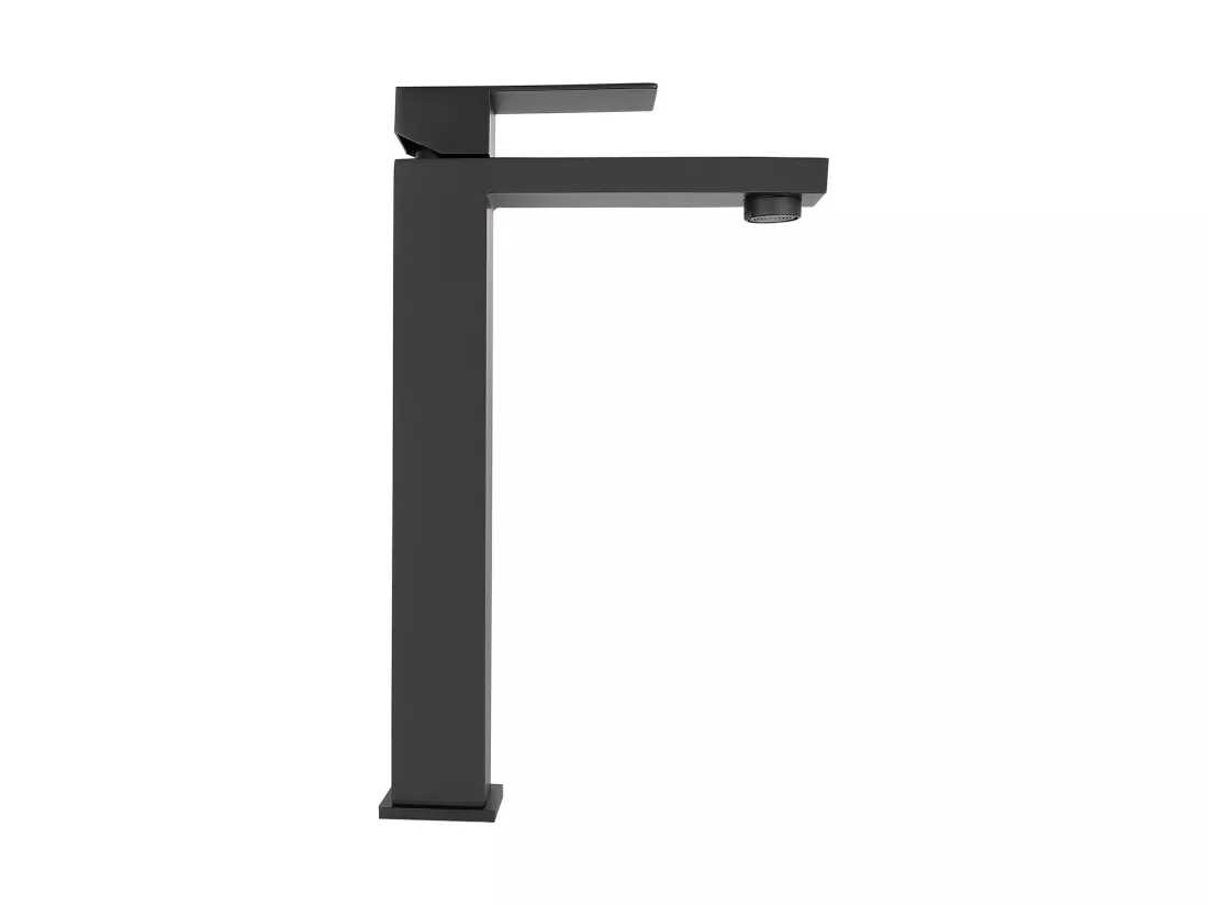 Robinet mitigeur mécanique carré en inox brossé - Noir mat - H31 cm - CANILAS