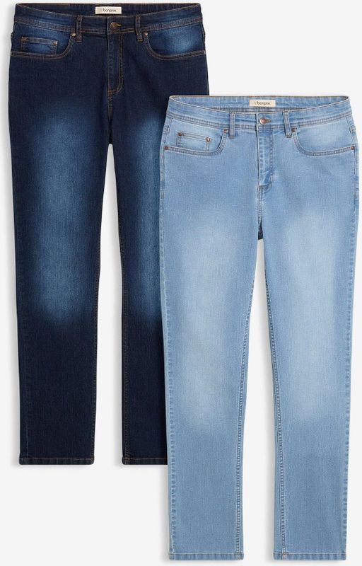 Regular fit stretch jeans, straight (set van 2)
