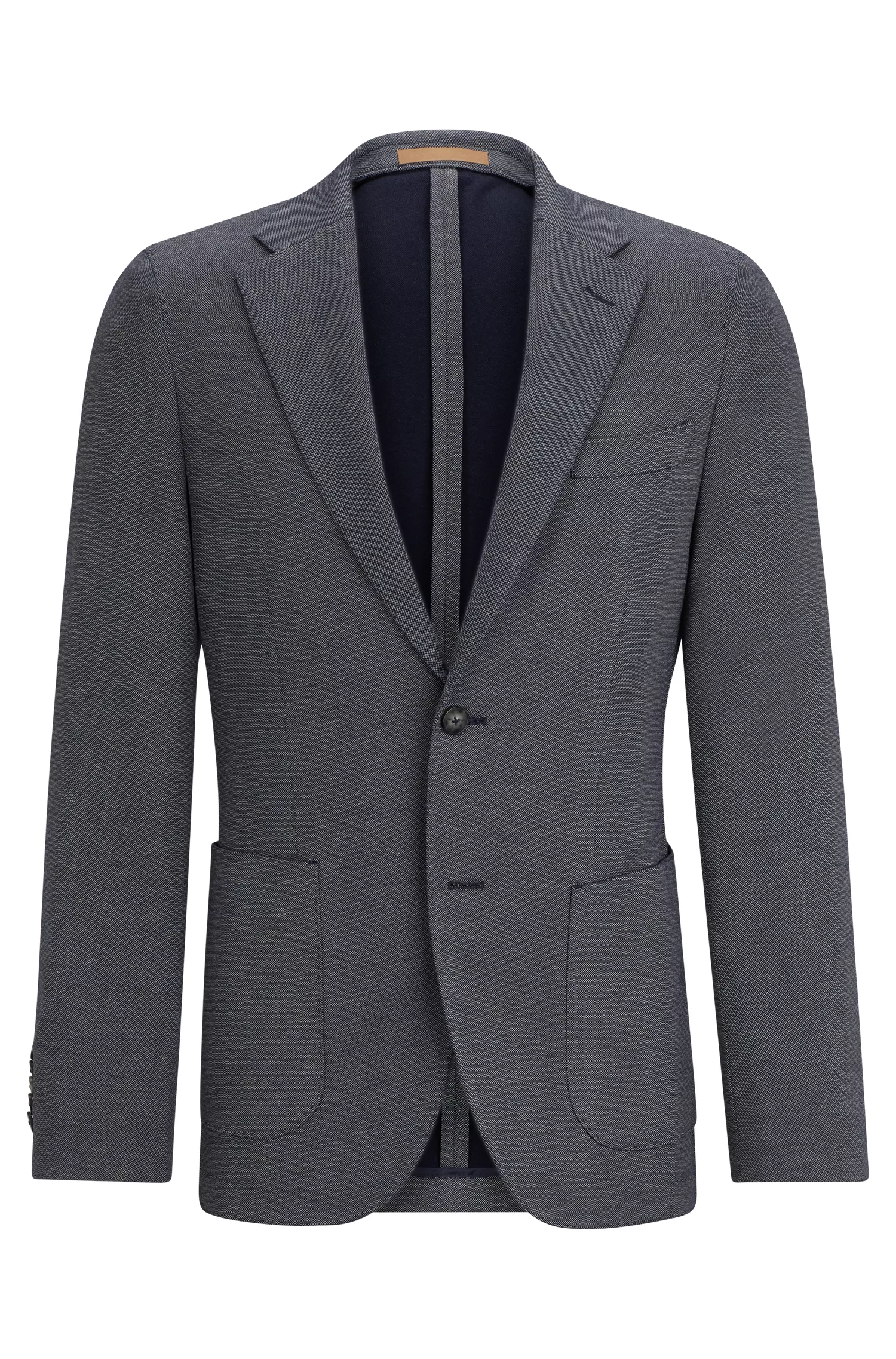 Jaqueta BOSS cor camelo, corte slim, em algodão, cashmere e seda.