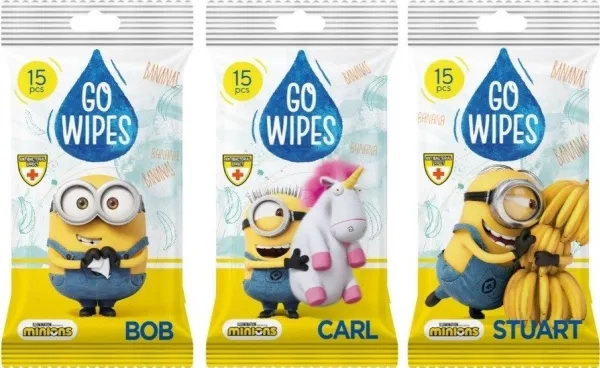 EURUS OTHERS GoWipes Minions vådservietter - blandede mønstre 1 stk. 15 stk