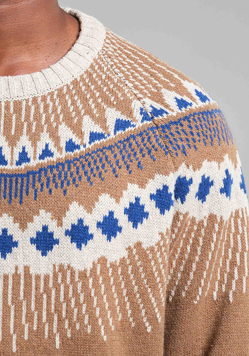 Dedicated Sweater Malung Fair Isle Camel Brown