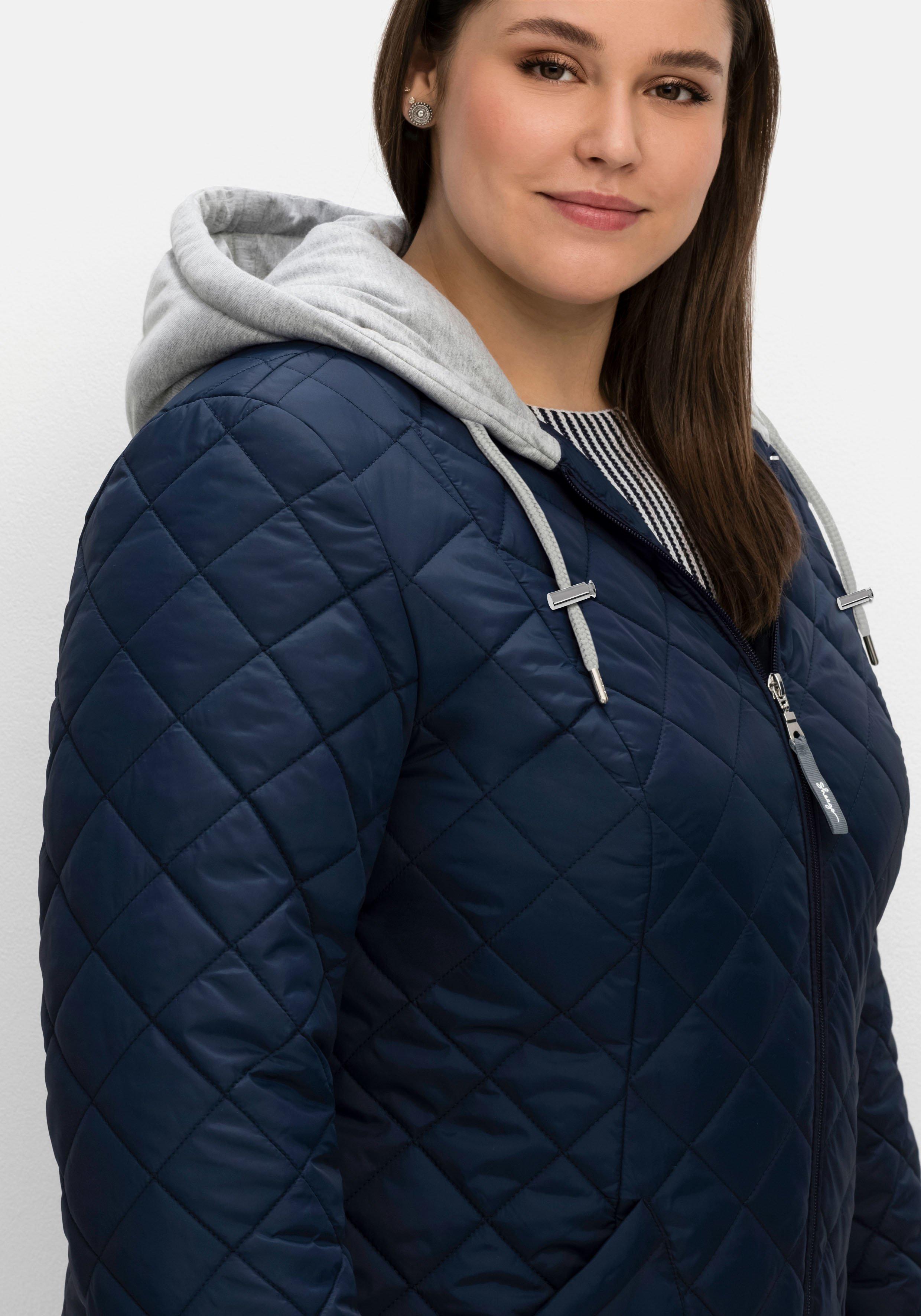 Steppjacke mit Jerseykapuze und 2-Wege-Zipper