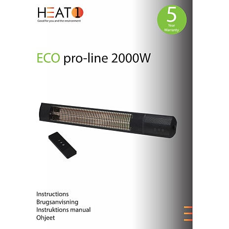 HEAT1 eco pro-line 2000W terrassevarmer - sort