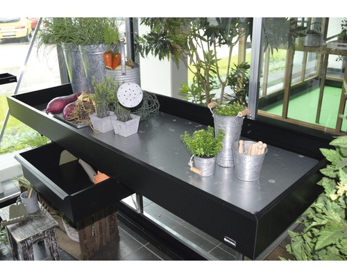 Aluminium tafel JULIANA met 2 vakken, 142 x 52 cm, zwart