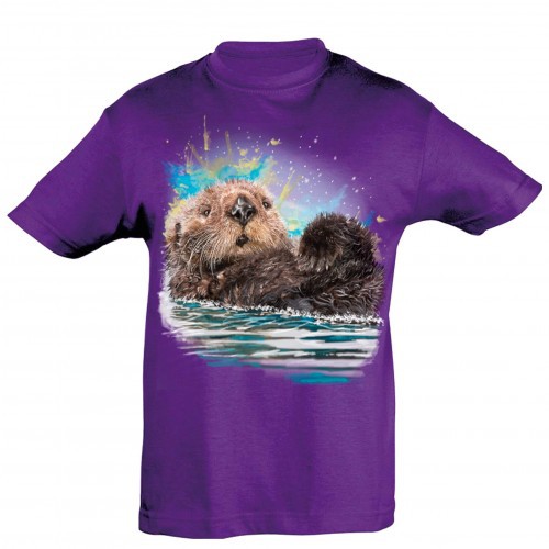Camiseta infantil, lontra marinha, roxa