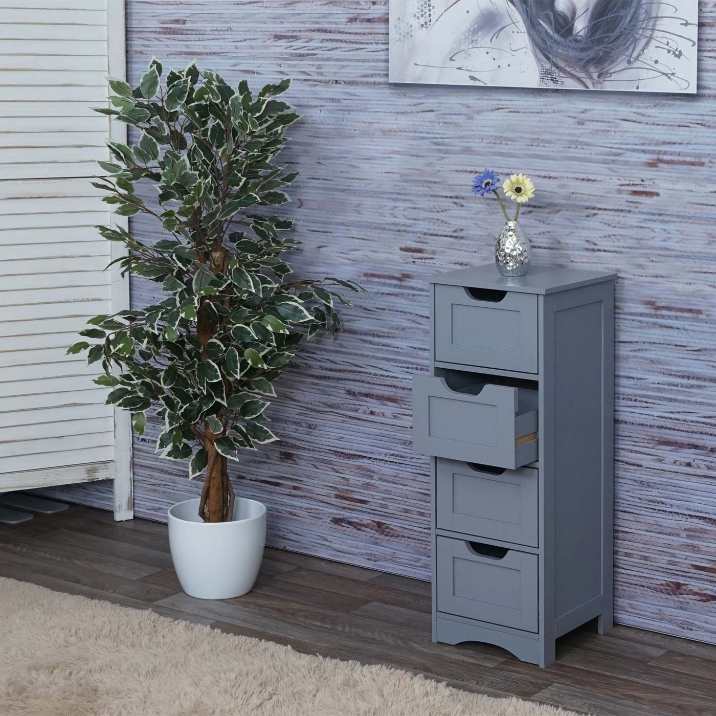 Kommode MCW-B65, Schubladenschrank Schrank, 4 Schubladen 80x30x26cm ~ grau