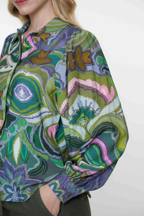 Geisha groene dames blouse