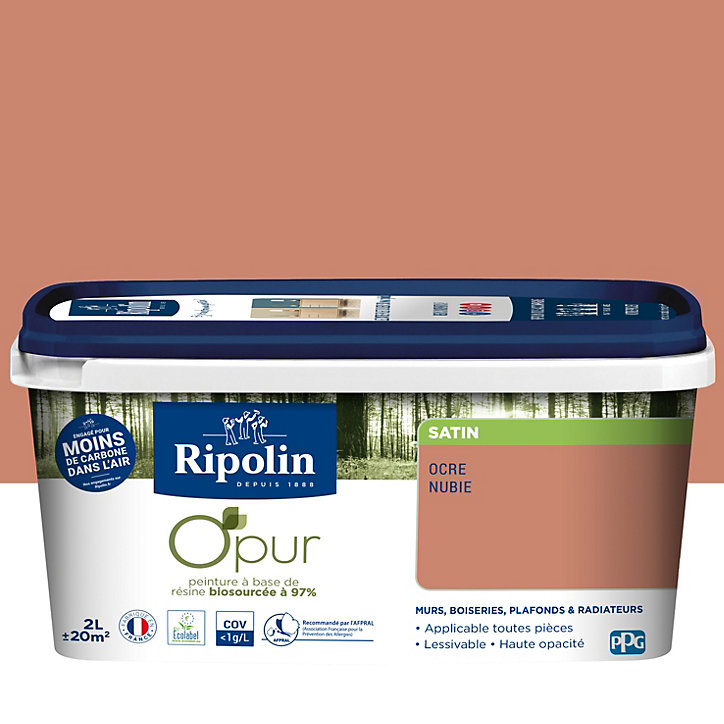 Peinture intérieure Ripolin O'Pur ocre nubie satin 2L
