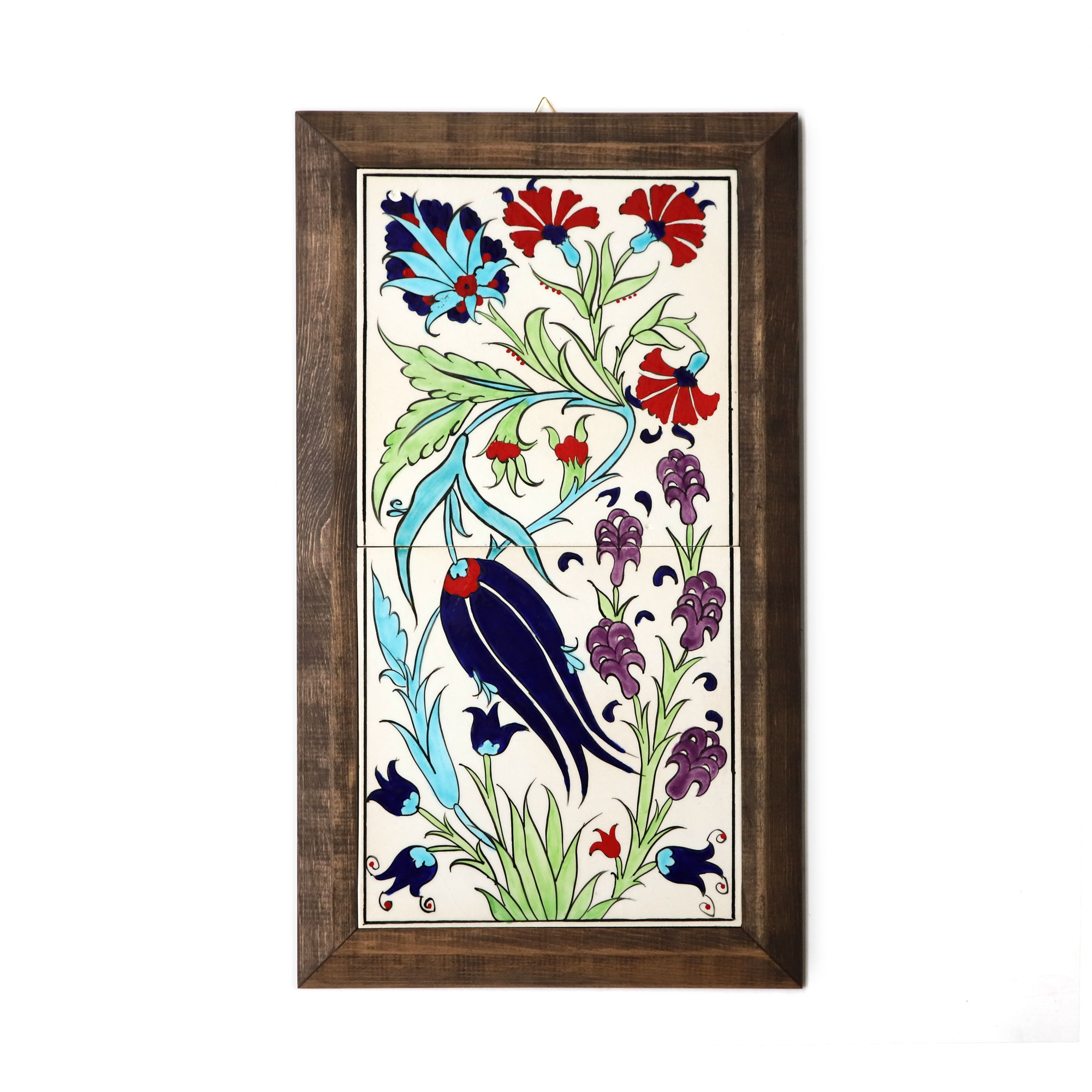 Keramik-Wandbild 'Blumen' im Rahmen, H 40 cm, B 20 cm von fischer's lagerhaus