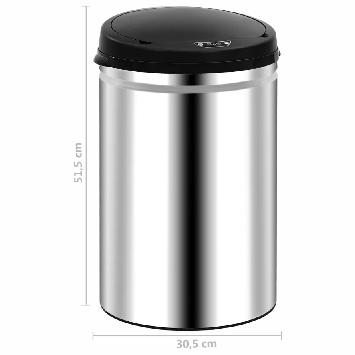 vidaXL Poubelle à capteur - 30L - Argenté