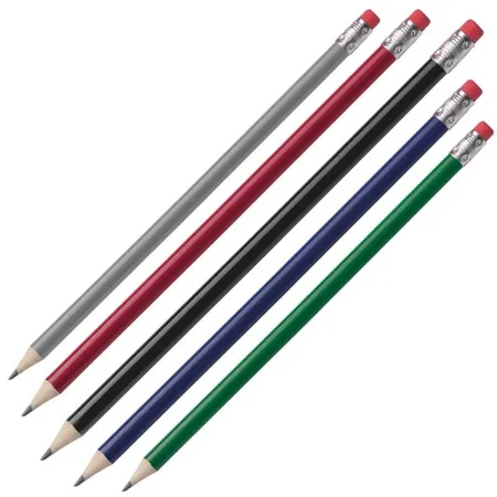 Macma Bleistifte mit Radierer, HB, 25 Stück je 5x schwarz, blau, grau, rot und grün