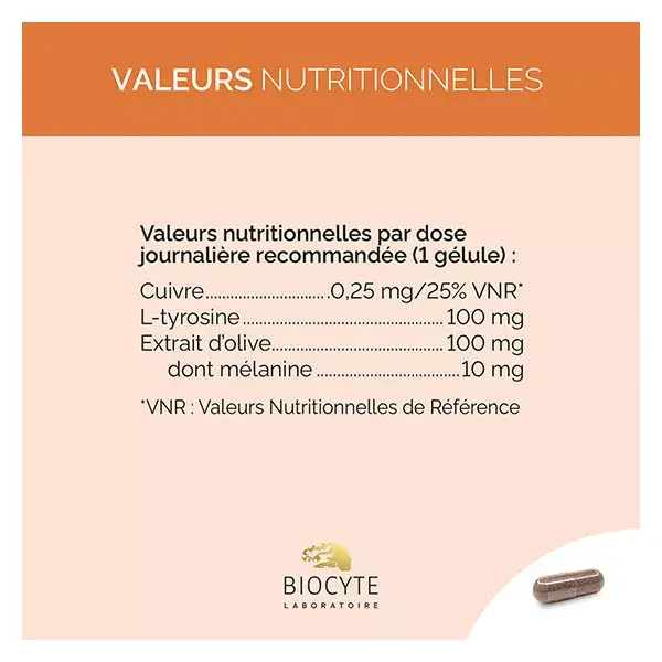 Biocyte Terracotta Tanning Melanin L-tirosine Copper 30 cápsulas