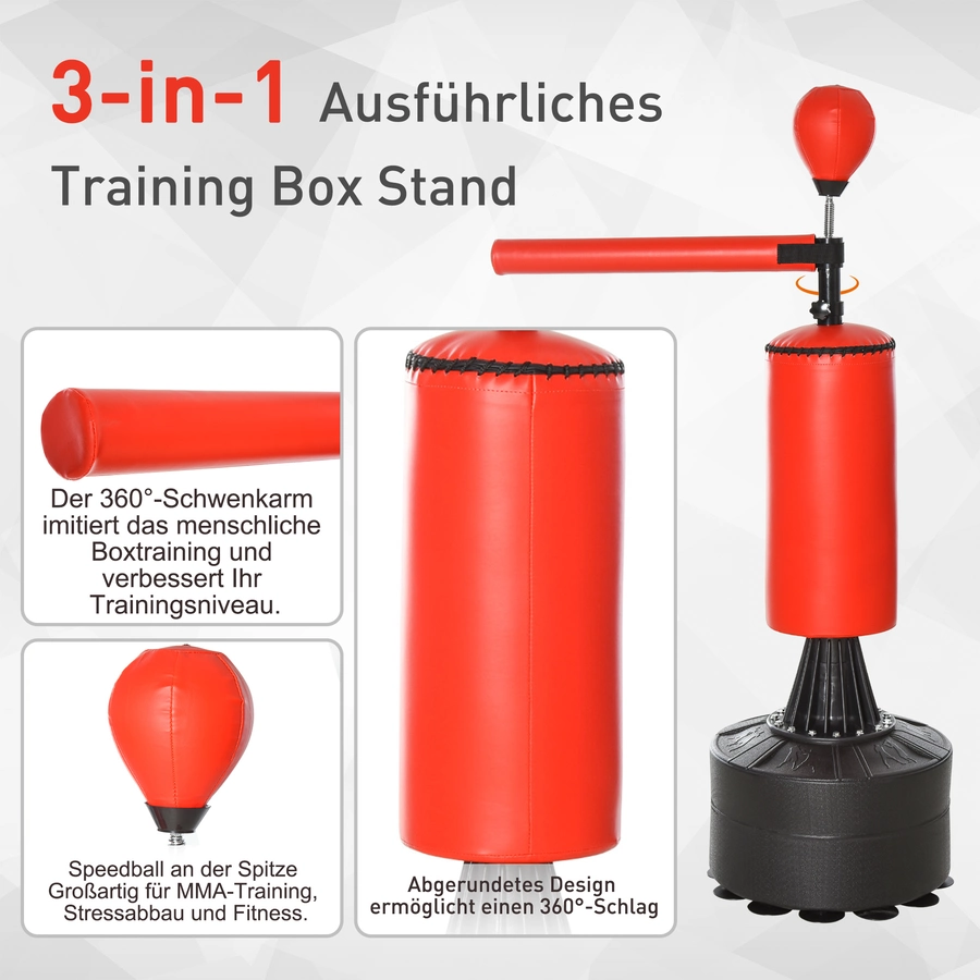 HOMCOM Boxtrainingsgerät mit drehbaren Arm schwarz, rot