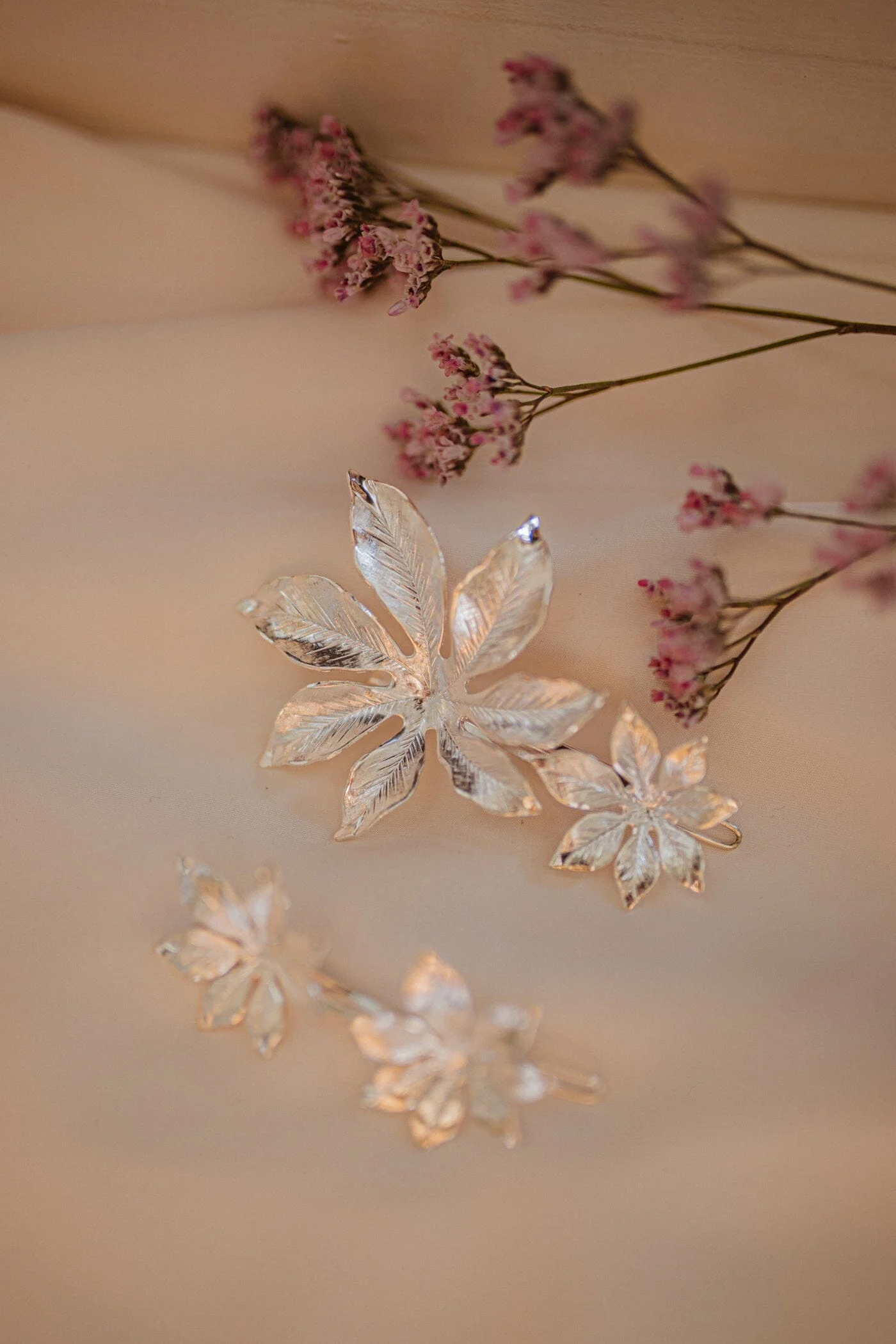 CHLORIS - Maxi barrette fleurs doré à l'or fin | Argent