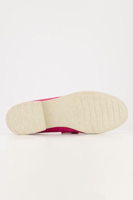 Leder-Loafer, Veloursleder, Textilfutter, Blockabsatz