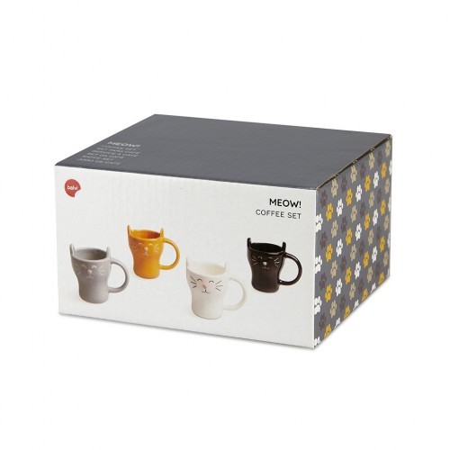 Conjunto de 4 canecas em formato de gato, cores sortidas