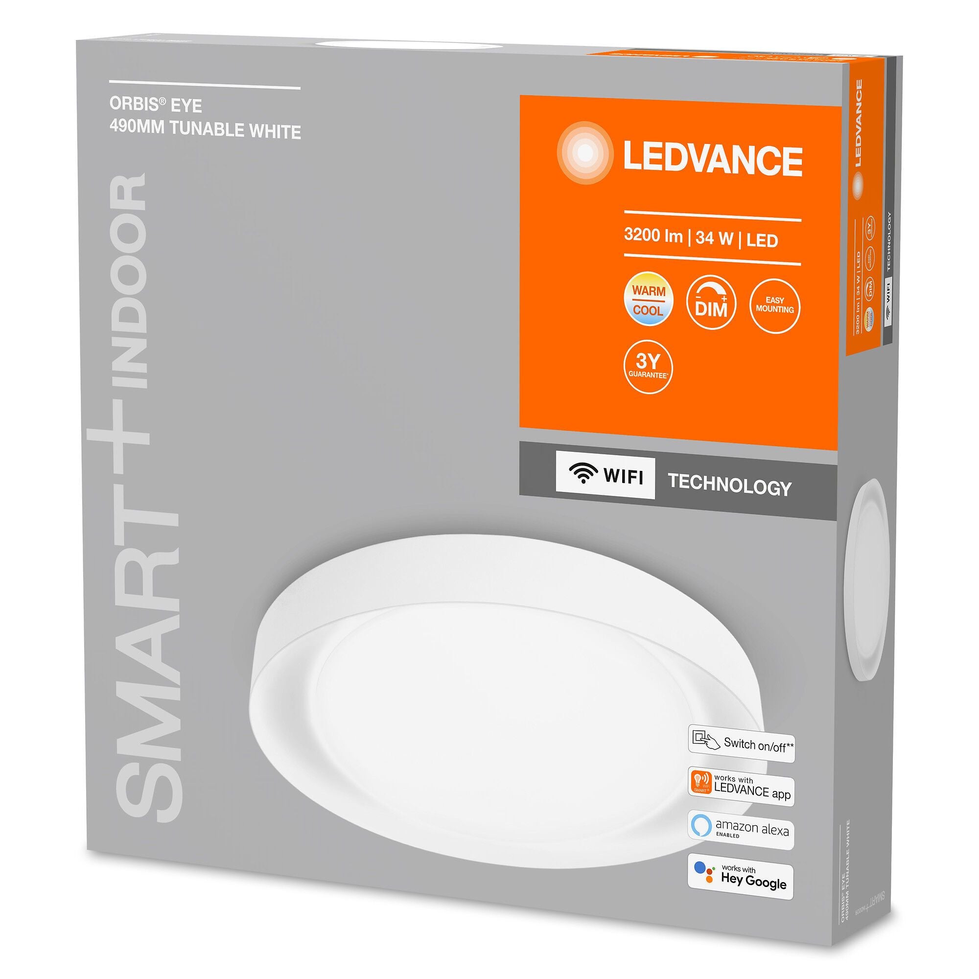LE_SMART  WIFI EYE Wand-/Deckenleuchte - Weiss / B: 49.0 cm x T: 49.0 cm x H: 7.5 cm
