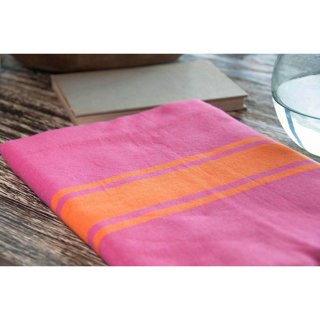 Febronie Fouta Traditionelle St Tropez rose fuschia/orange - 100x200 cm