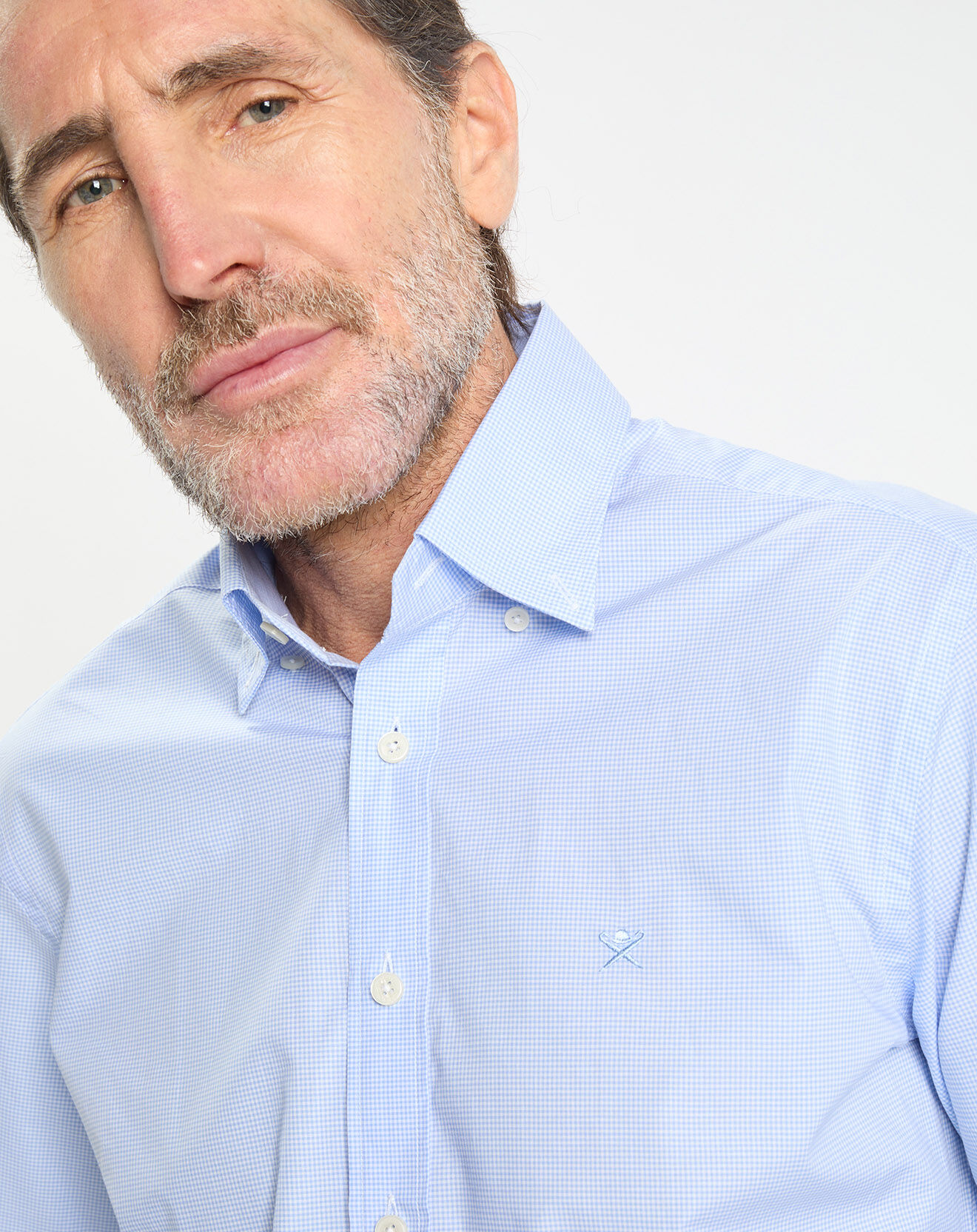 Hackett London Chemise Slim Fit Pop à micro vichy bleu ciel