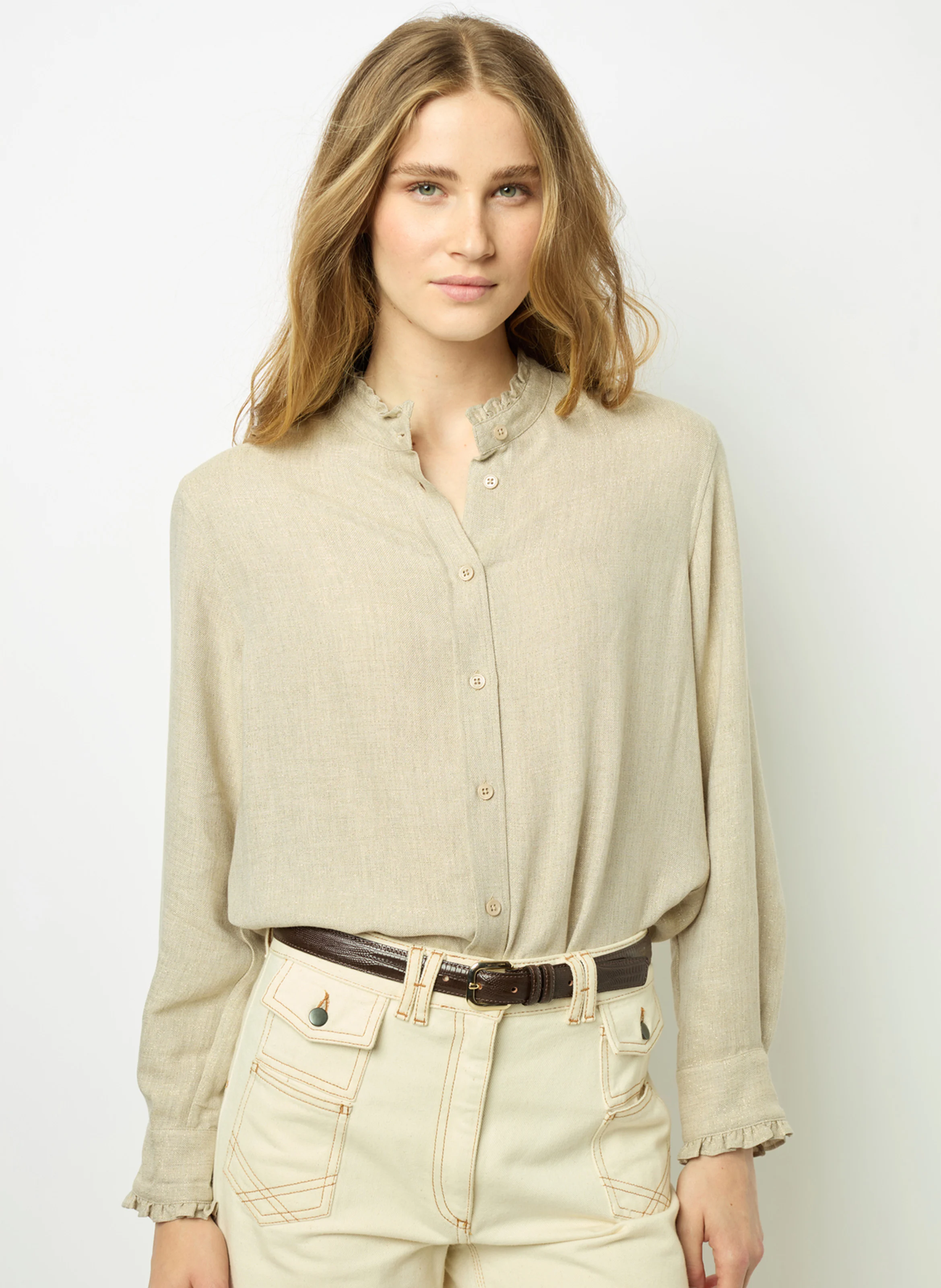 BETTINA - Chemise col montant | Beige