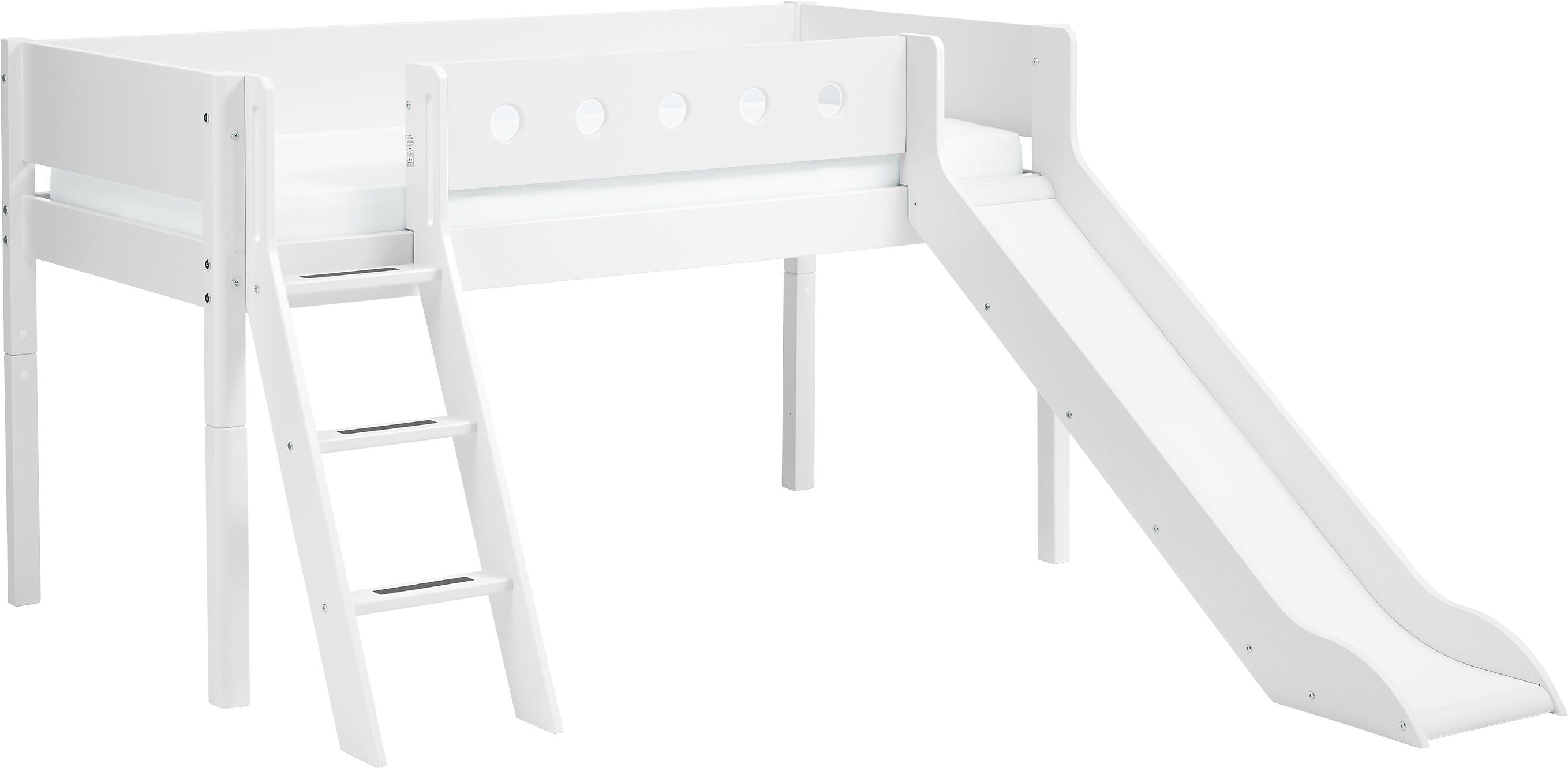 Flexa WHITE Halbhochbett - Weiss / B: 109.0 cm x T: 210.0 cm x H: 120.0 cm