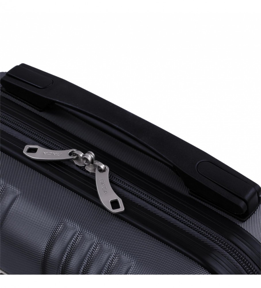 Nécessaire de viagem rígida grande ITACA em ABS, modelo T71535, cor antracite - 33x26x14cm -
