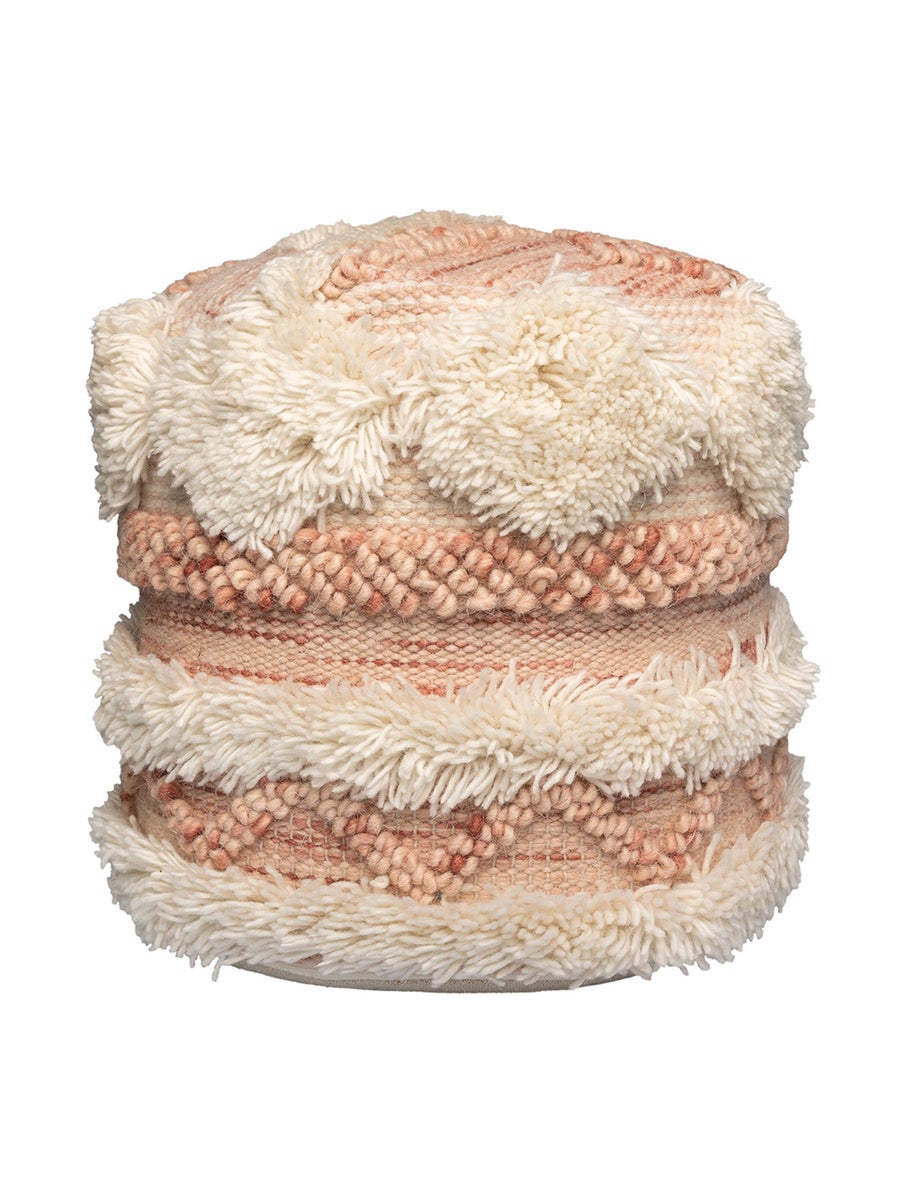 Poefkruk, handgemaakt, roze/crème, rond, Ø 35 cm