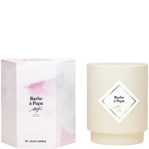 Bougie parfumée - Barbe à papa - Collier acier inoxydable doré - 250 g