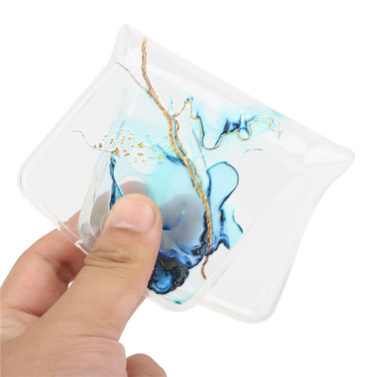 Samsung Galaxy S24 Gummi Hülle Marmor Look mit Kameraschutz - Transparent / Blau