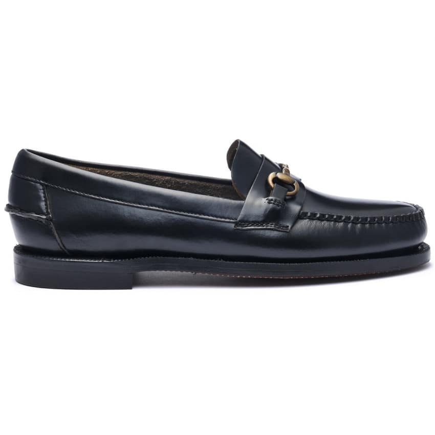 CLASSIC JOE Noir MOCASSIN-Mocassin pour femme en cuir brossé mord décoratif