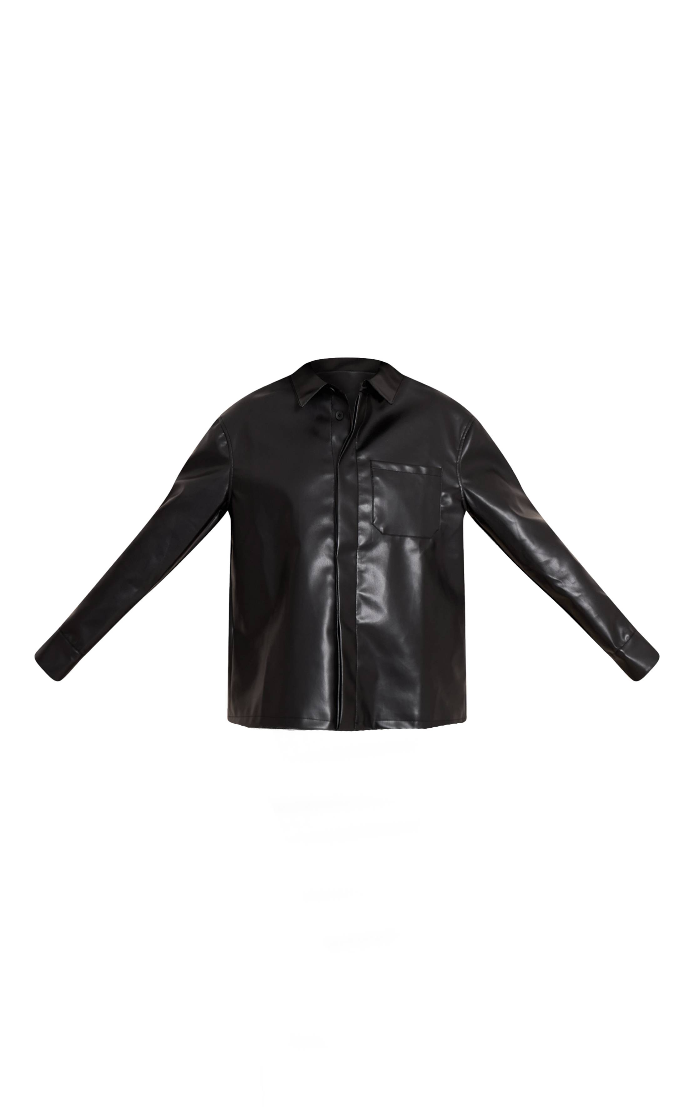 Noir Chemise Marron Foncé En Synthétiquecuir Avec Détail De Poches